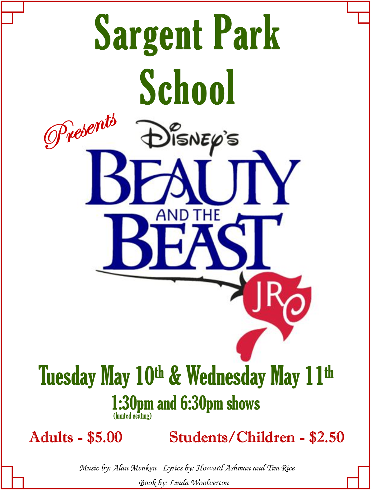 Sargent Park Will Be Presenting The Musical "beauty - Beauty And The Beast Jr Clipart (1193x1578), Png Download
