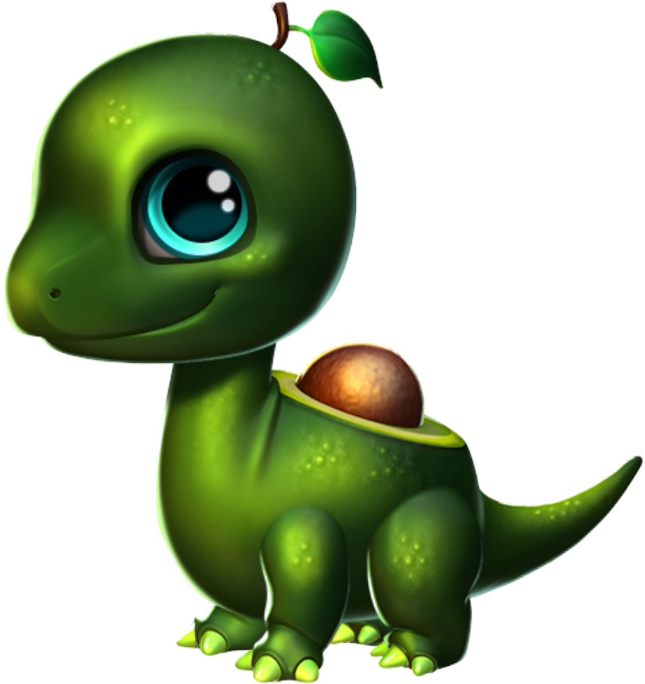 Avocado Dragon Baby - Cartoon Clipart (924x980), Png Download