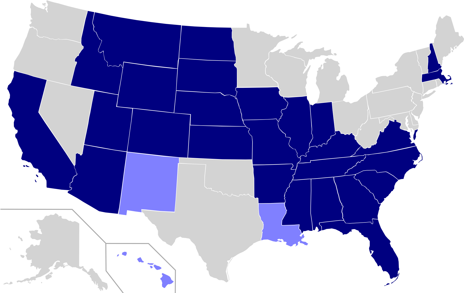 Usa States English Official Language - Us Senate Map 2019 Clipart (2001x1237), Png Download