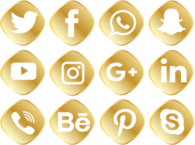 Golden Social Media Icons - Viber Clipart (640x640), Png Download