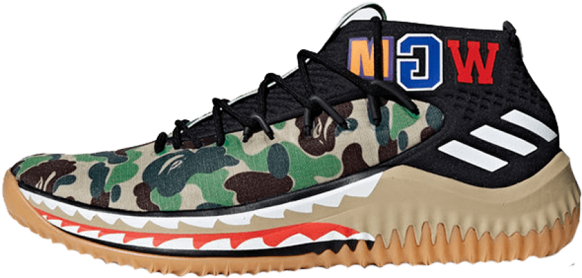Free Png Download Adidas X Bape Mens Dame 4 Ap9974 - John Wall Bape Shoes Clipart (850x407), Png Download