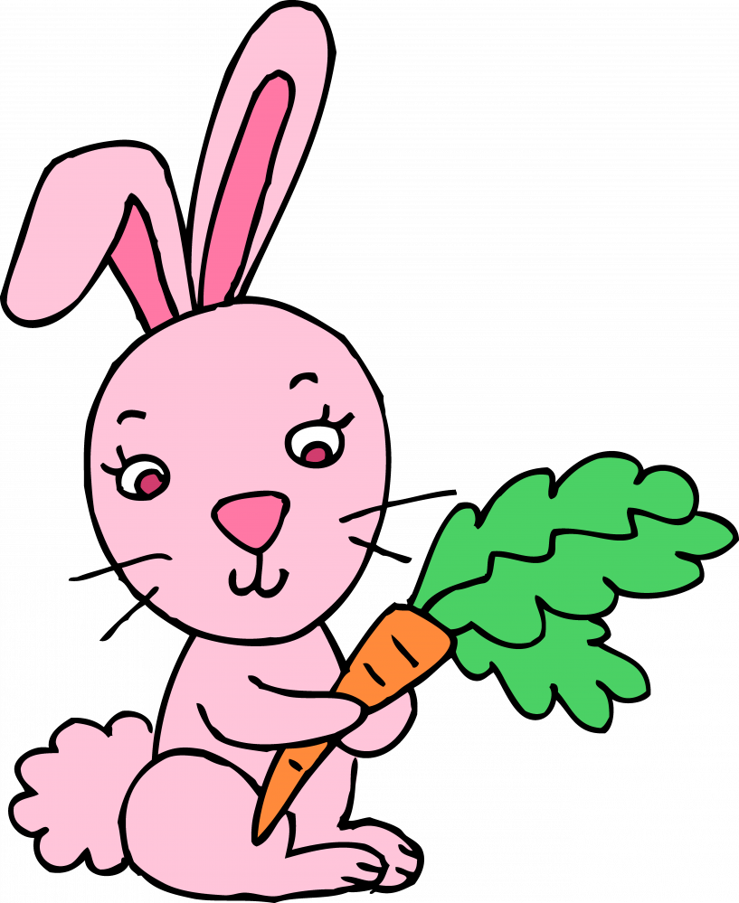 Banner Black And White Download Carrot Clipart Easter - Pink Rabbit Clipart - Png Download (817x999), Png Download