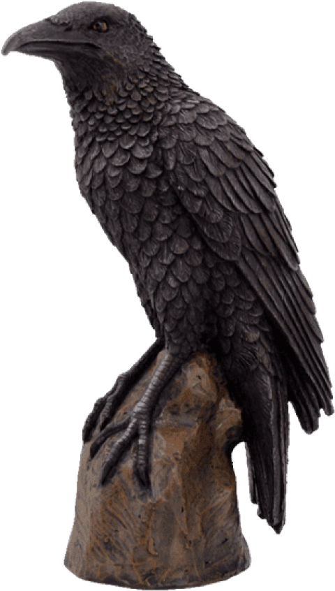 Free Png Download Black Raven Bird On Stump Statue - Raven Statue Clipart (480x846), Png Download