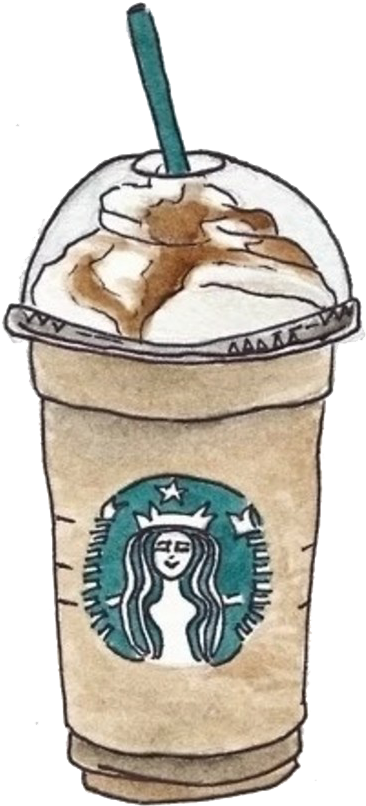 Coffee Starbucks Cafe Drawing Drink Hand Painted - Drawings Of A Starbucks Cup Clipart (700x1079), Png Download