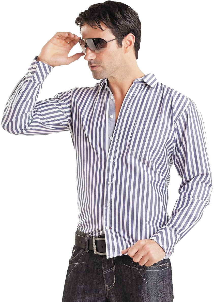 White & Cyan Strip Long Dress Shirt - Man Shirt Png Img Clipart (842x1187), Png Download
