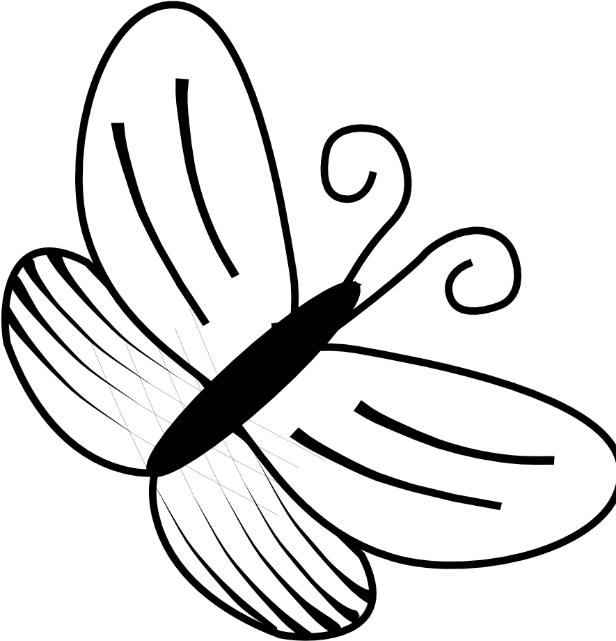 Butterfly Black White Art Flower Shrub Plant Info Linkedin - Butterfly Clipart Black And White - Png Download (999x1413), Png Download