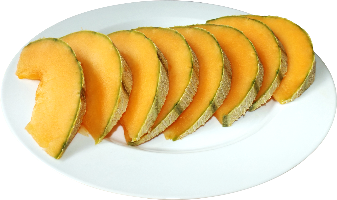 Cantaloupe Slices On The Plate Png Image Clipart (1412x837), Png Download