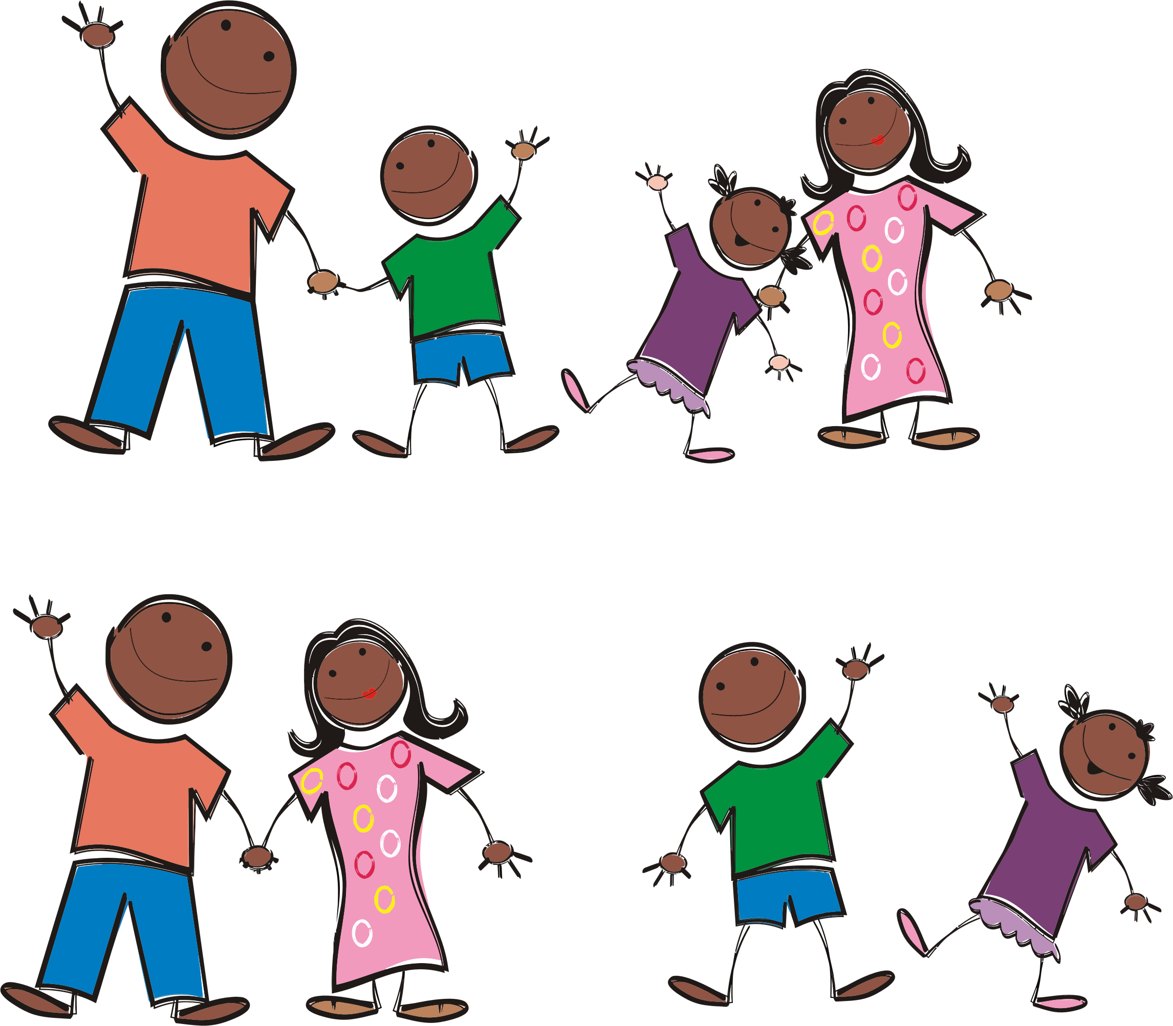 This Free Icons Png Design Of Black Stick Figure Family Clipart (2292x2006), Png Download