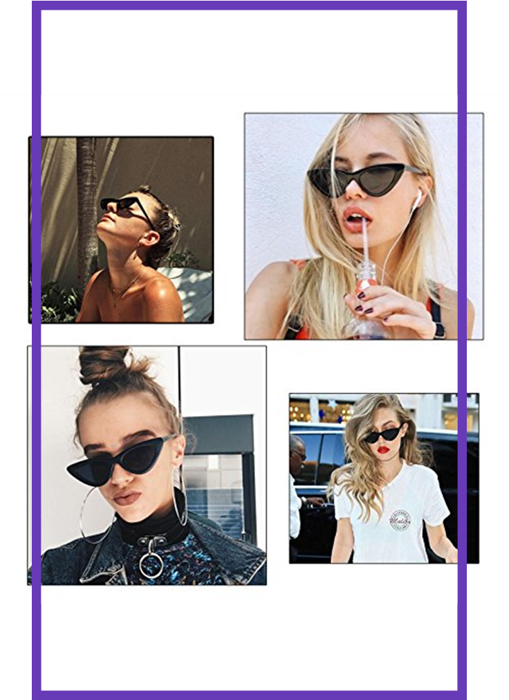 Livhã² Retro Vintage Narrow Cat Eye Sunglasses For - Girl Clipart (735x1100), Png Download