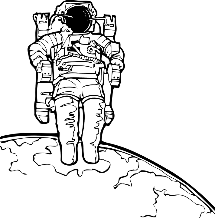 Astronaut On The Moon Png - Astronaut Coloring Clipart (711x720), Png Download