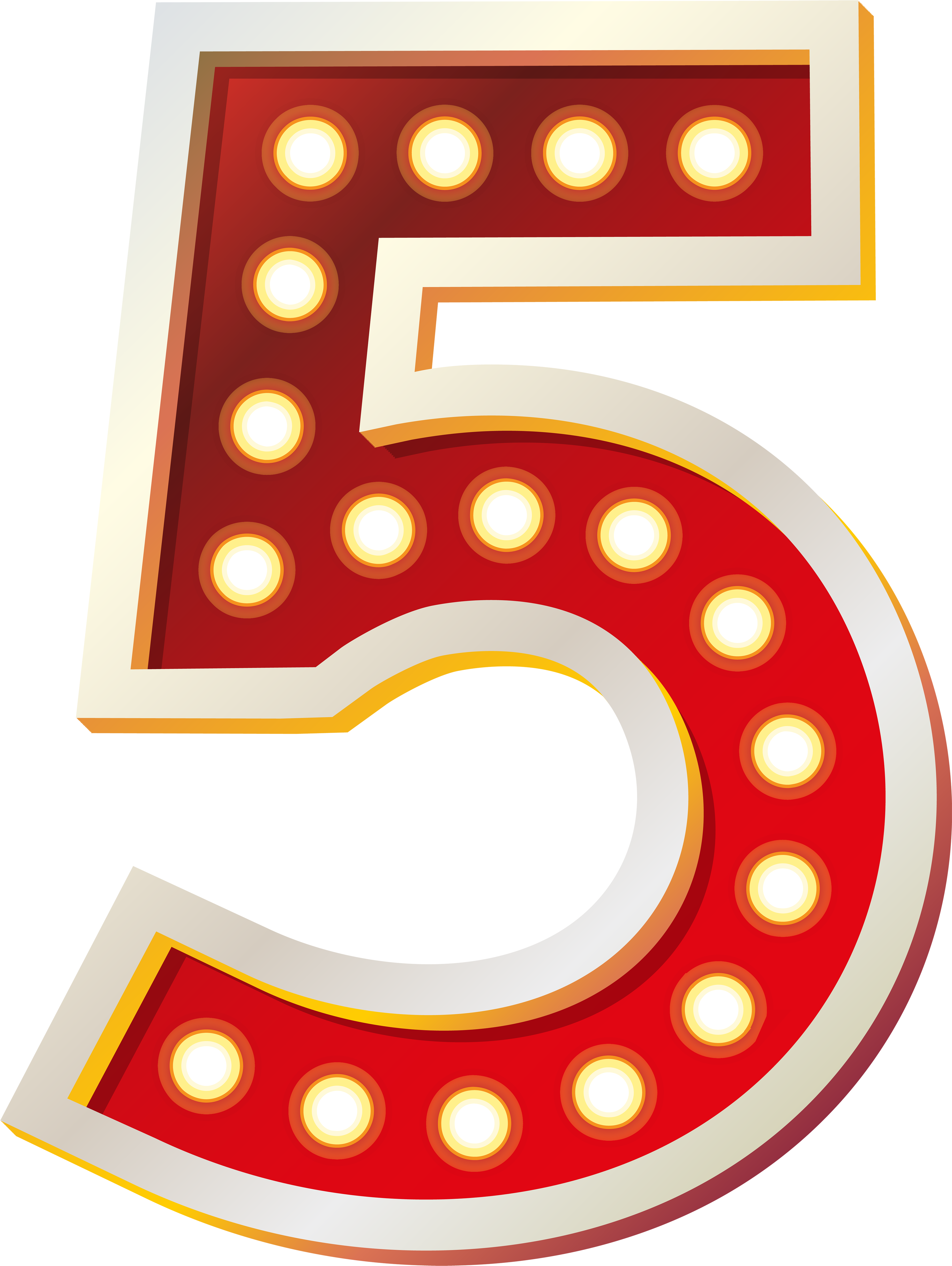 Red Number Five With Lights Png Clip Art Image - Number Five Png Birthday Transparent Png (3762x5000), Png Download