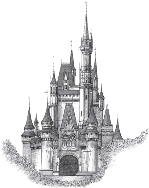 Drawn Building Png Tumblr - Cinderella Castle Drawing Clipart (500x639), Png Download