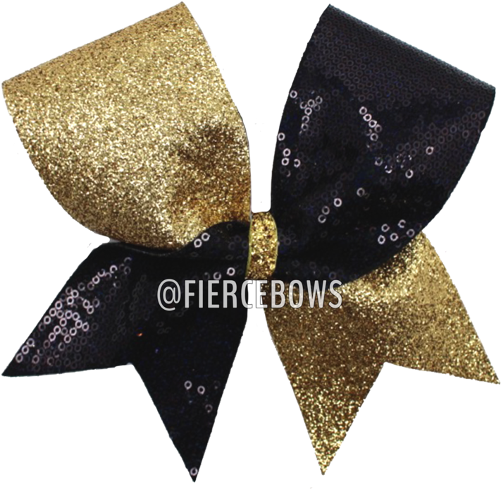 Black Sequin And Gold Glitter Bow Clipart (711x693), Png Download