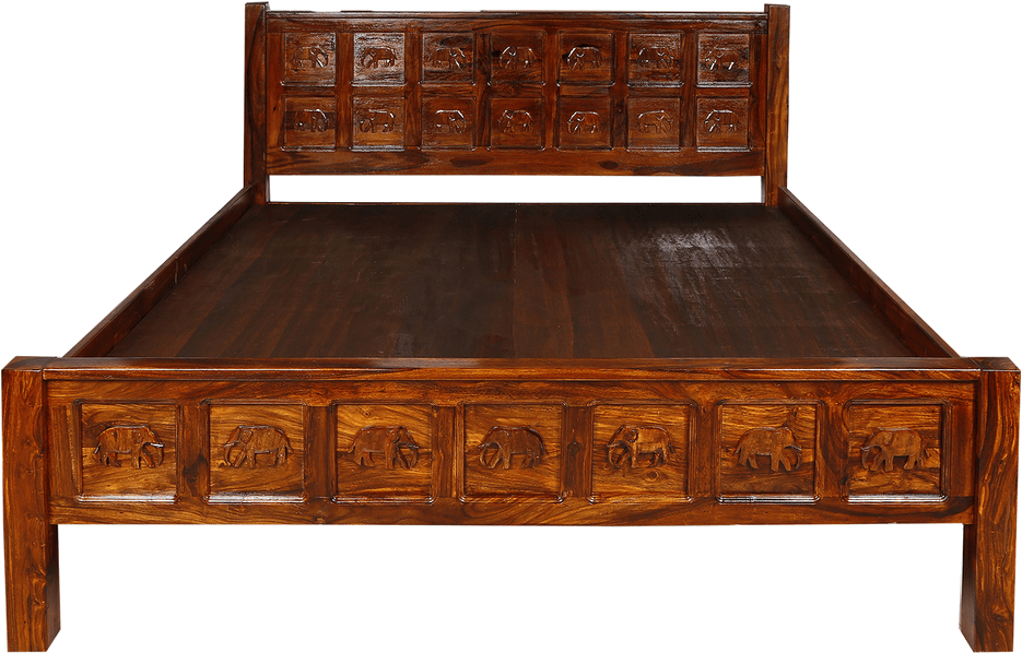 Sheesham Wood King Size Bed - Bed Frame Clipart (963x963), Png Download