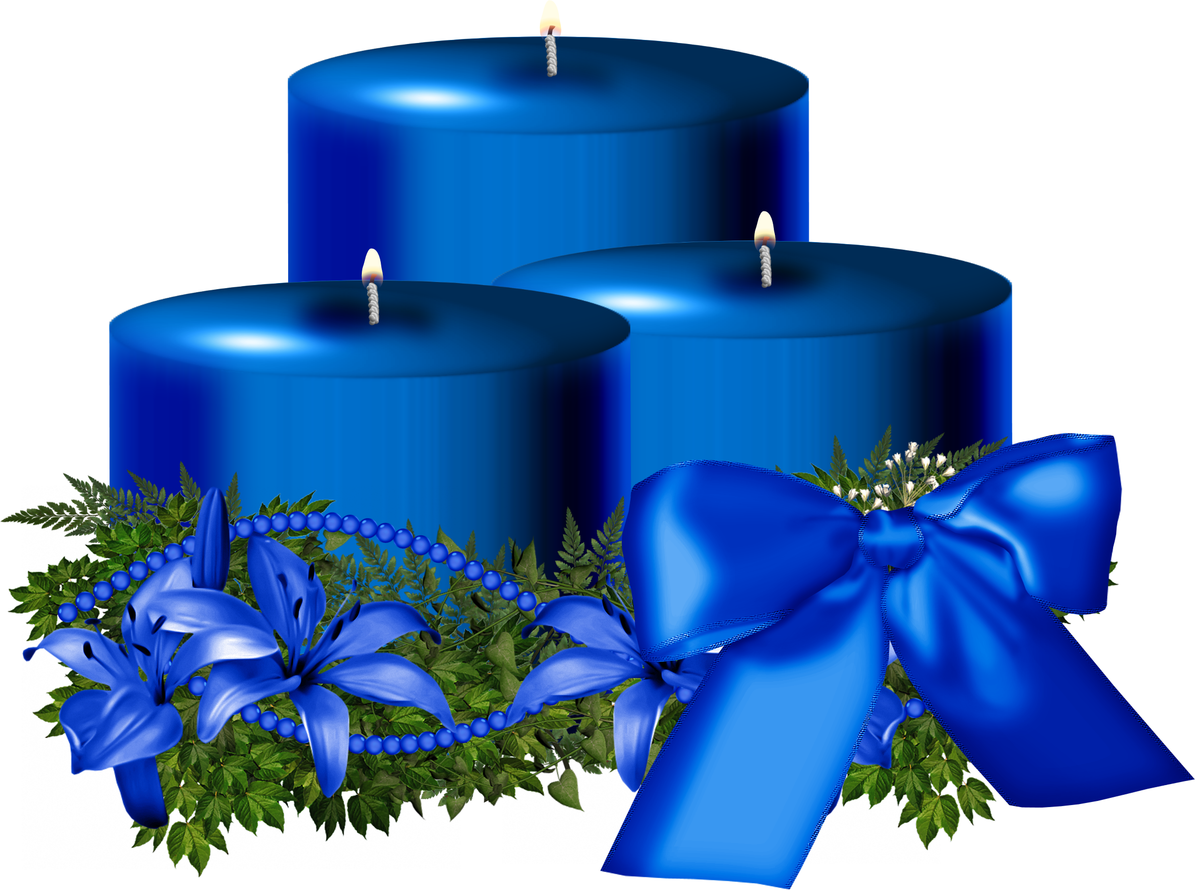 Candles Transparent Png Image - Blue Christmas Candle Png Clipart (2335x1739), Png Download