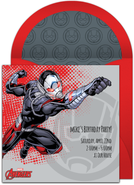 Avengers Ant-man Online Invitation Clipart (473x651), Png Download