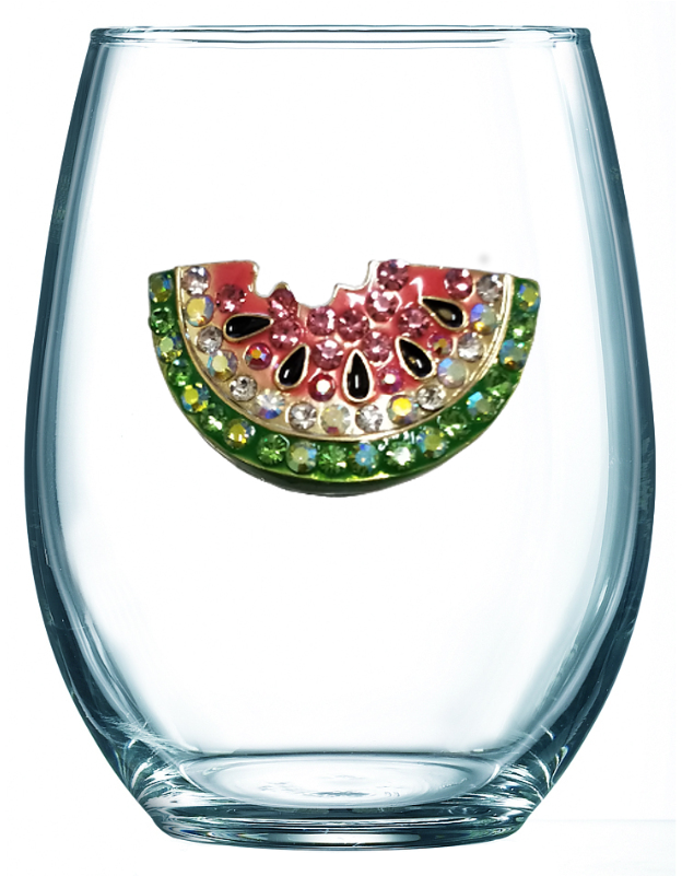 Watermelon Jeweled Stemless Wine Glass - Bad Day Stemless Wine Glass Clipart (800x800), Png Download