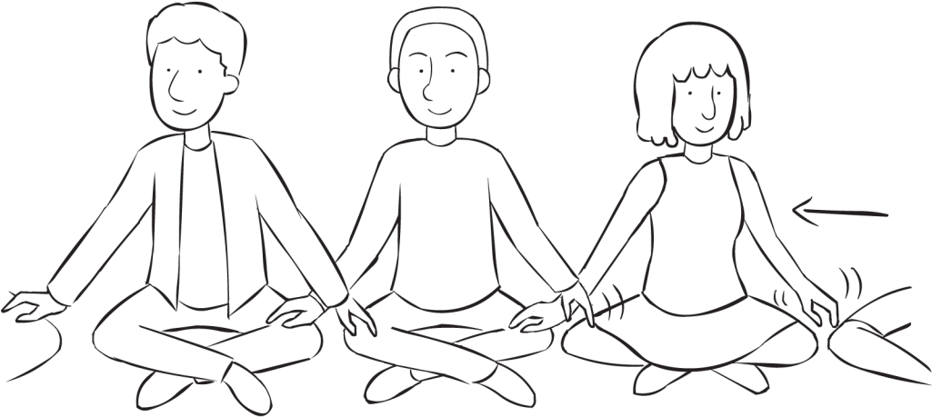 Back People Sitting In Circle Tapping Hands On Their - Line Art Clipart (1025x459), Png Download
