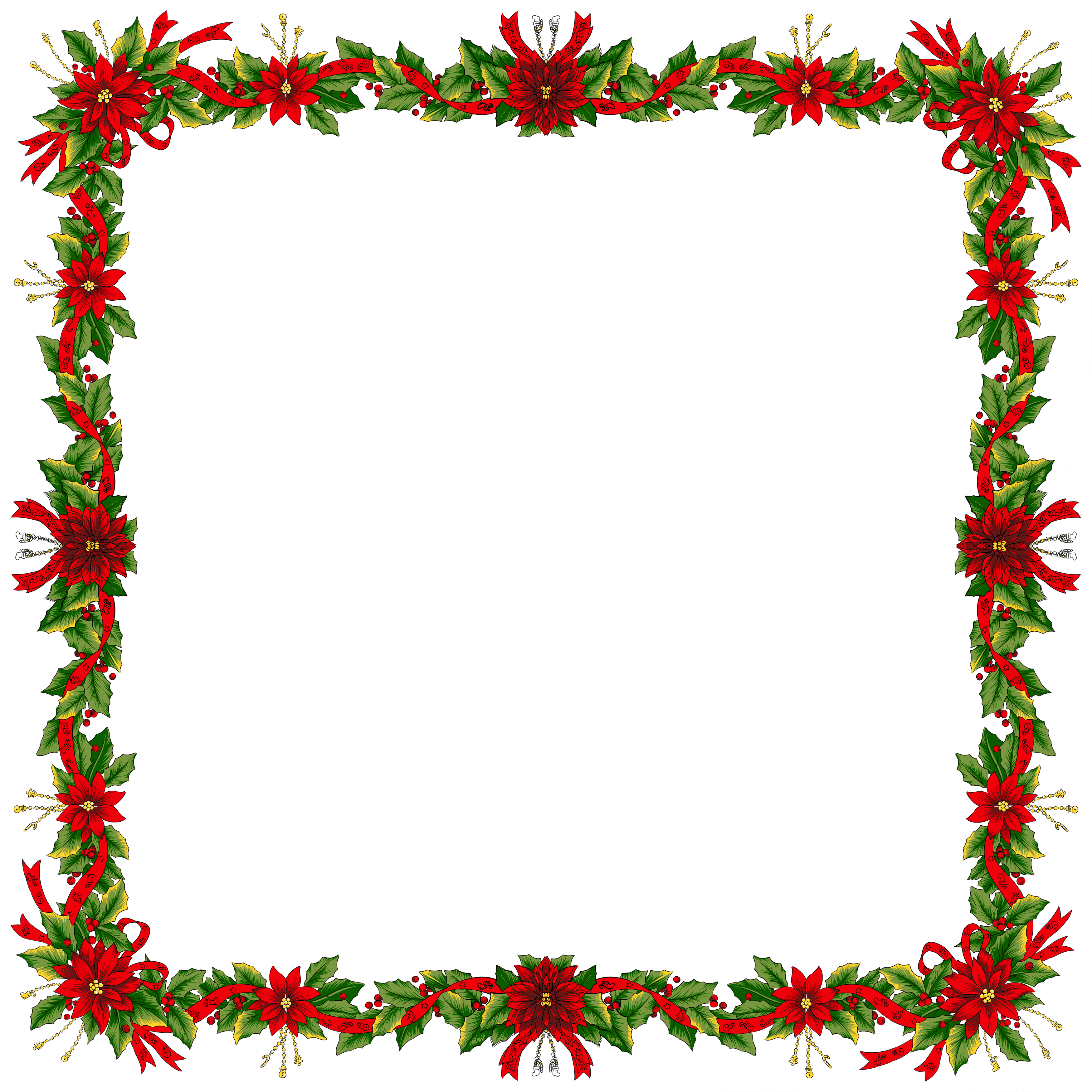 Large Christmas Transparent Png Photo Frame - Square Christmas Border Transparent Clipart (3500x3501), Png Download