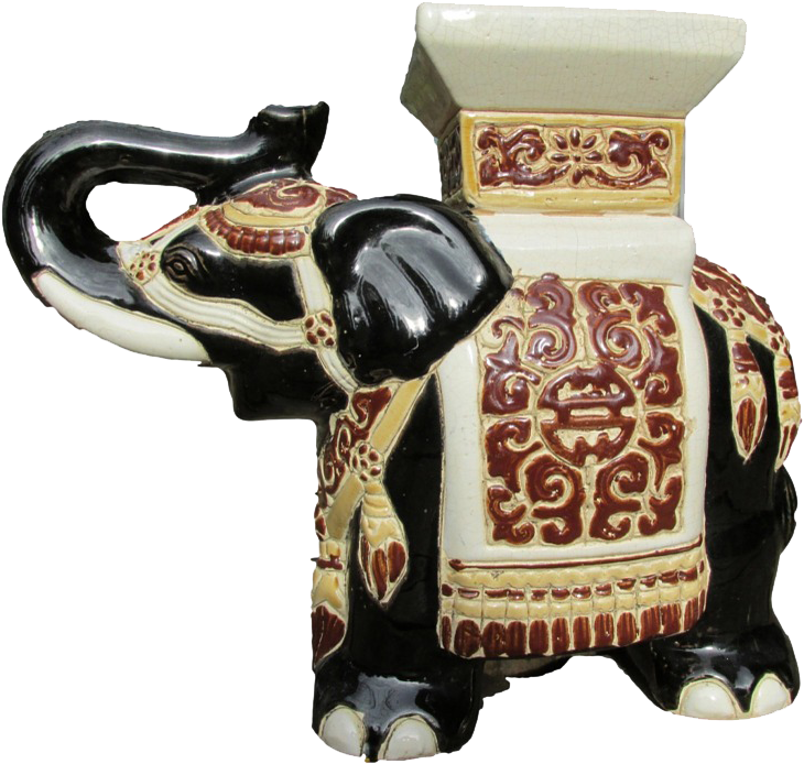 Decorated Ceramic Elephant - Porcelana De La India Clipart (960x719), Png Download