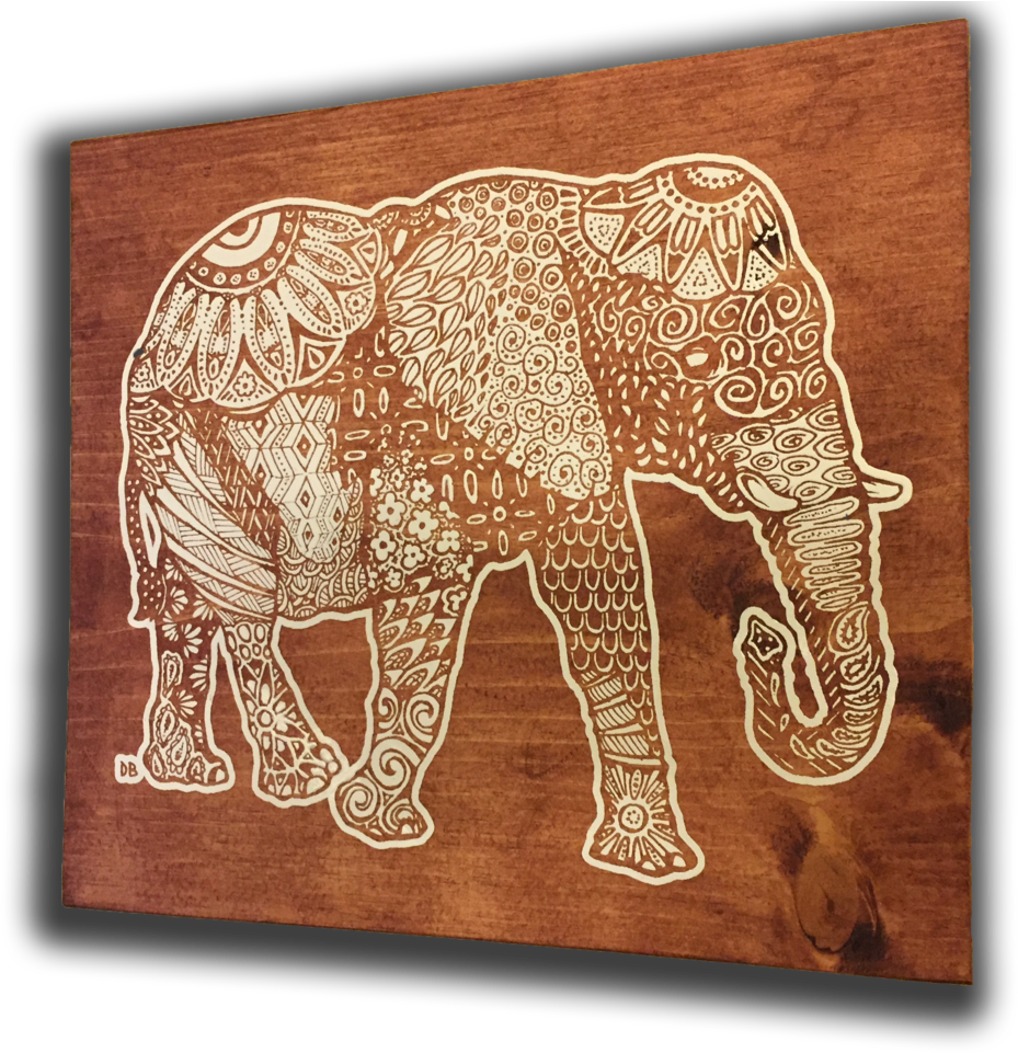 Wood Elephant - Indian Elephant Clipart (1000x1007), Png Download
