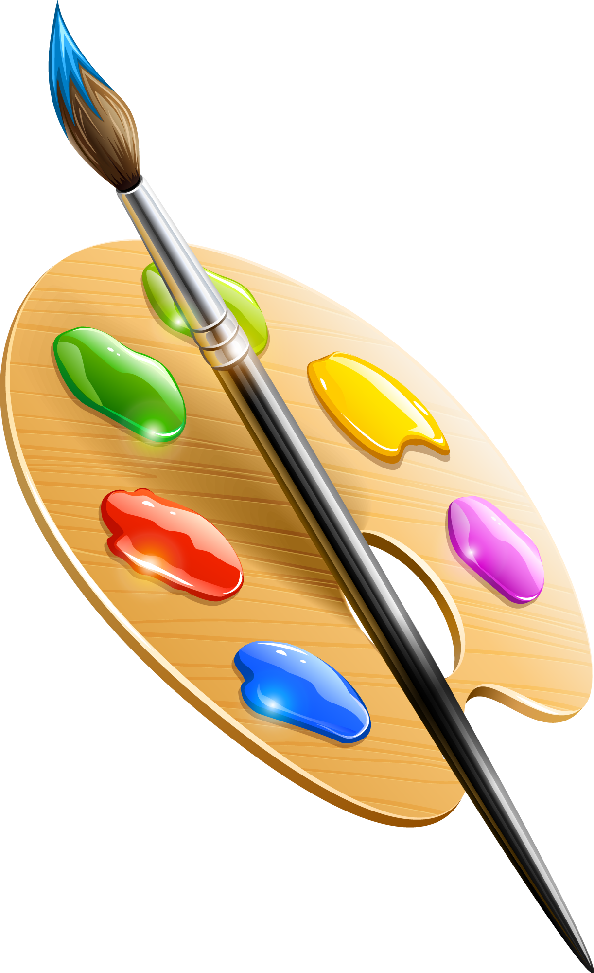 Cartoon Art Pallet - Art Png Paint Brush Clipart (1222x2000), Png Download