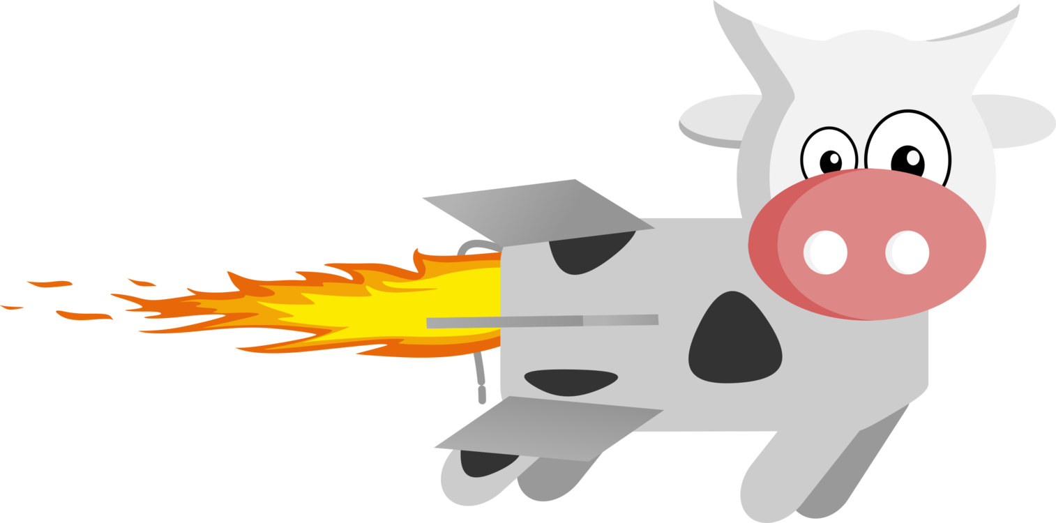 Baka Drawing Cartoon Computer Icons Rocket - Rocket Cow Clipart (1514x750), Png Download