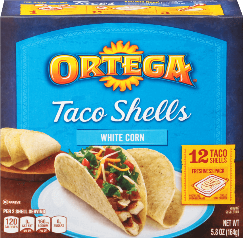 White Corn Taco Shells - Ortega Taco Shells Clipart (900x900), Png Download