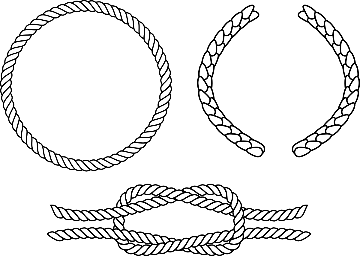 Rope Circle Png - Black And White Rope Vector Png Clipart (1200x856), Png Download