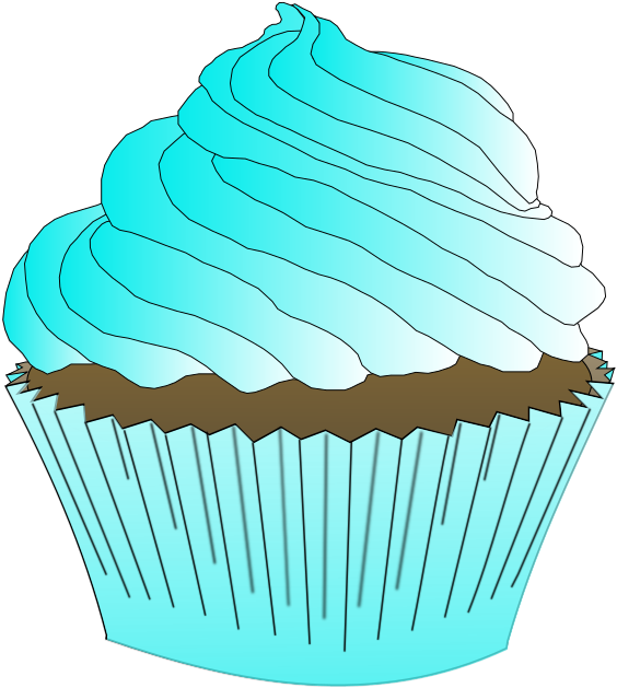 Medium Image - Teal Cupcake Png Clipart (735x800), Png Download