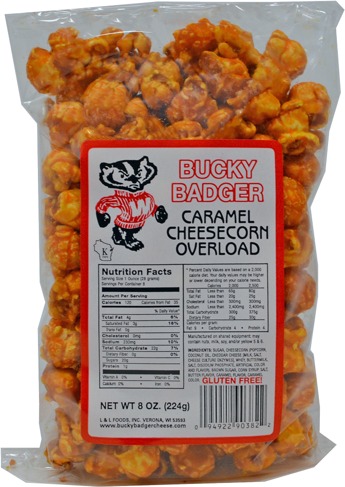 Bucky Badger Caramel Cheese Over-load Popcorn - Pepperoni Clipart (1000x1000), Png Download