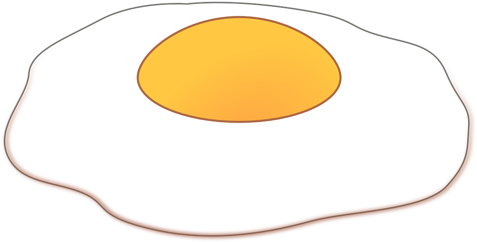 Fried Egg Png - Sunny Side Up Cartoon Clipart (960x495), Png Download