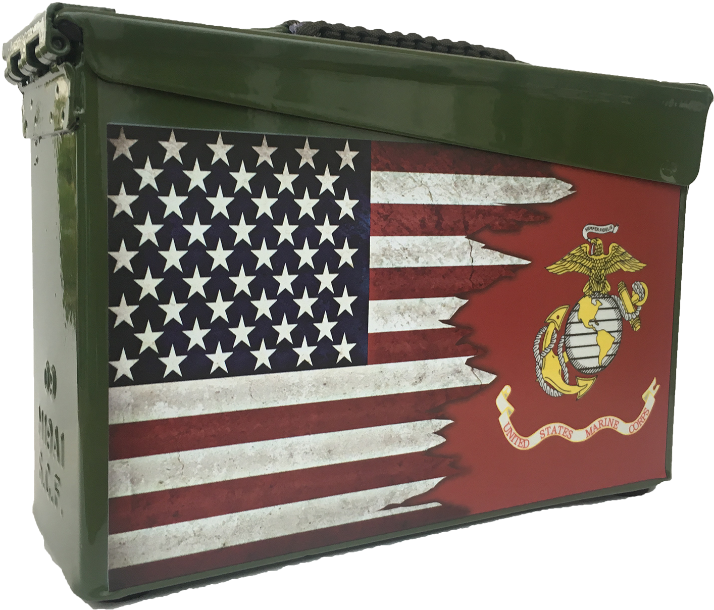 Dual Us Flag Usmc Custom Ammo Can - Flag Of Ecuador And America Clipart (1500x1500), Png Download