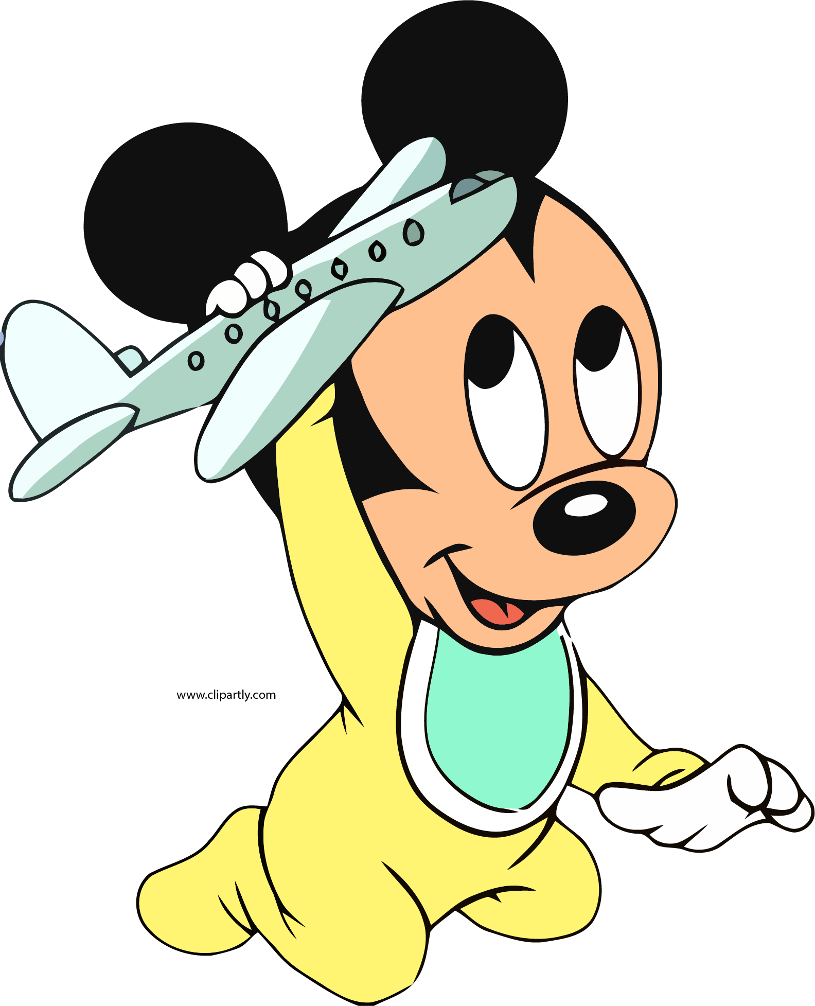 Baby Mickey Mouse Playing Toy Plane Clipart Png - Baby Mickey Mouse Playing Transparent Png (1584x1955), Png Download
