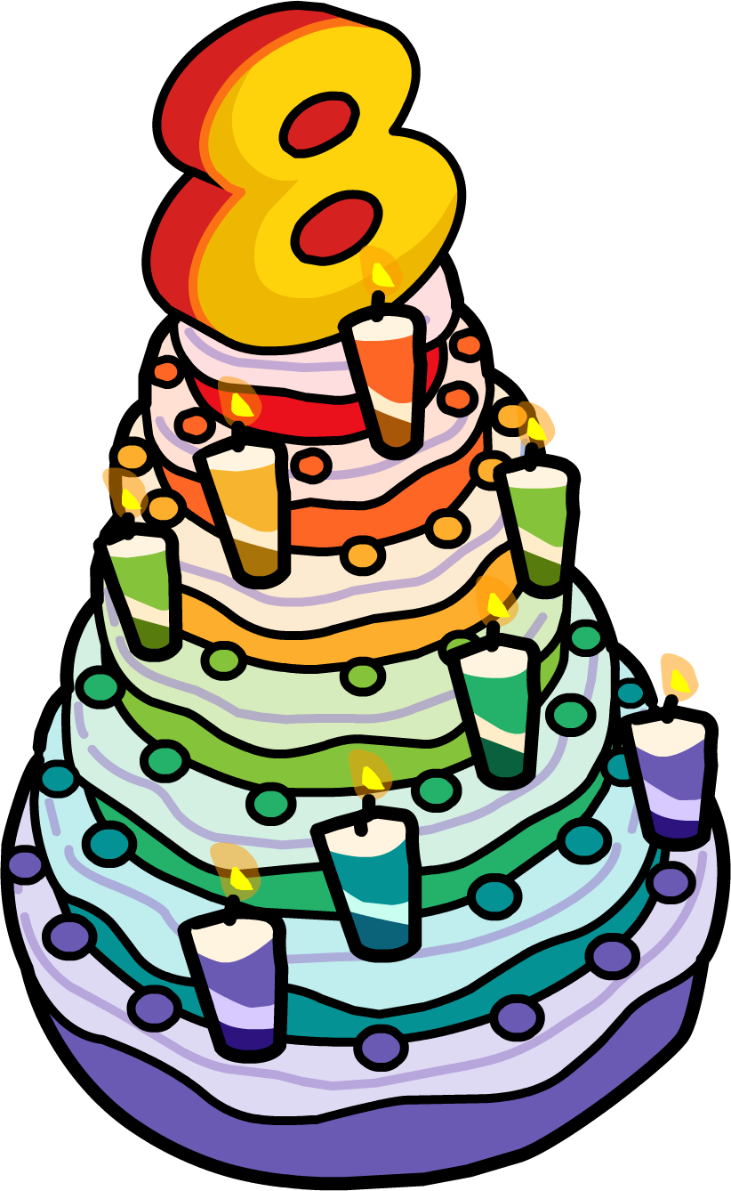 8th Anniversary Party Cake - Club Penguin Wedding Clipart (822x1338), Png Download