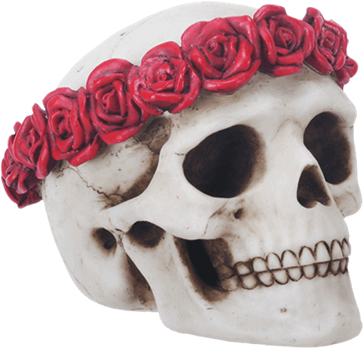 Flower Crown Skull Statue - Skull With Flower Crown Clipart (555x555), Png Download