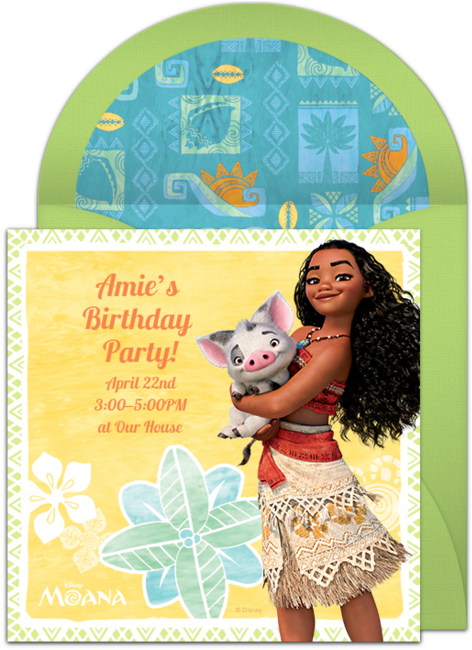 Moana And Pua Online Invitation - Moana Holding The Pig Clipart (650x650), Png Download
