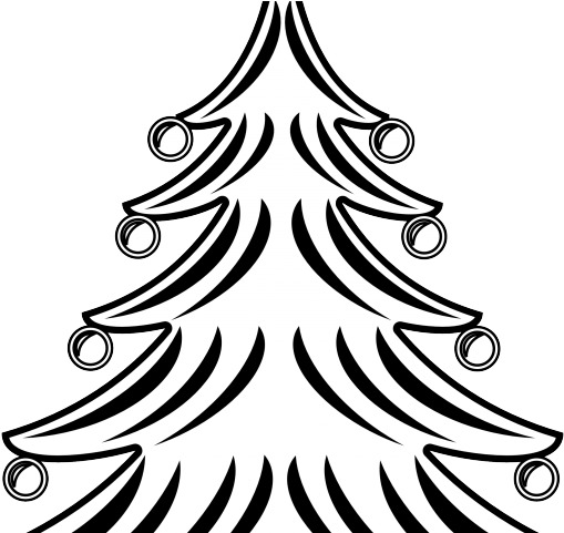 Drawn Christmas Lights Black And White - Black And White Christmas Tree Drawing Clipart (640x480), Png Download