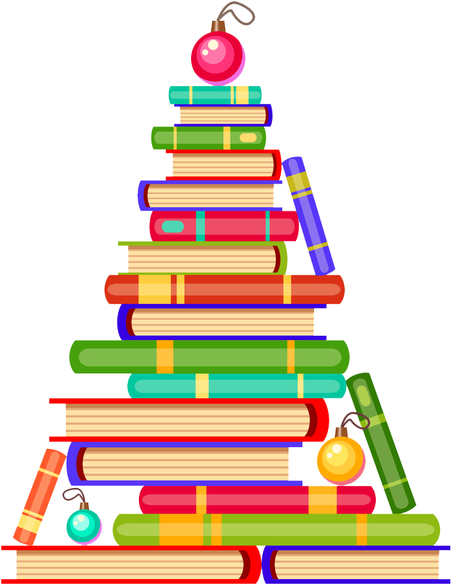 Christmas Books Tree Png - Christmas Tree Books Clipart Transparent Png (1000x1000), Png Download