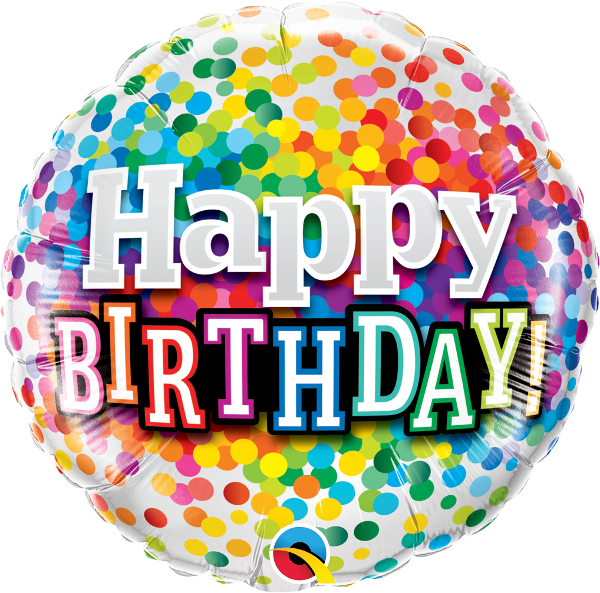 Happy Birthday Rainbow Confetti Foil Balloon - Happy Birthday Foil Balloon Clipart (600x593), Png Download