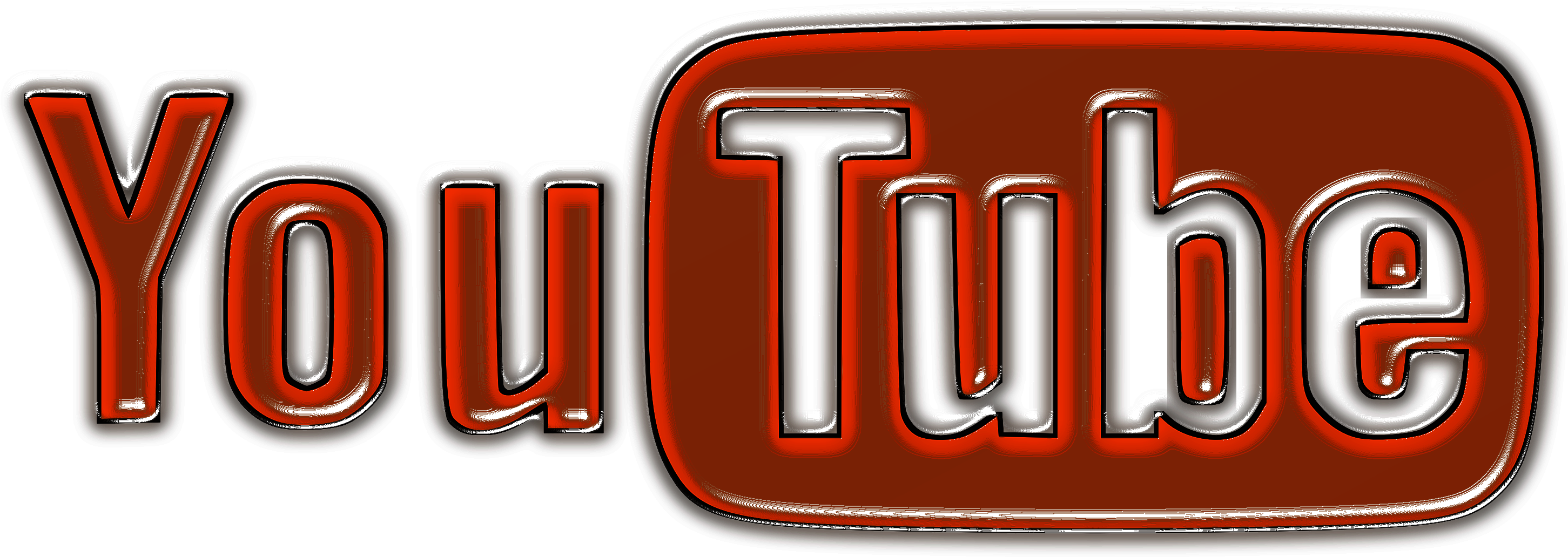 White And Red Logo Of Youtube - Youtube Clipart (3303x1390), Png Download