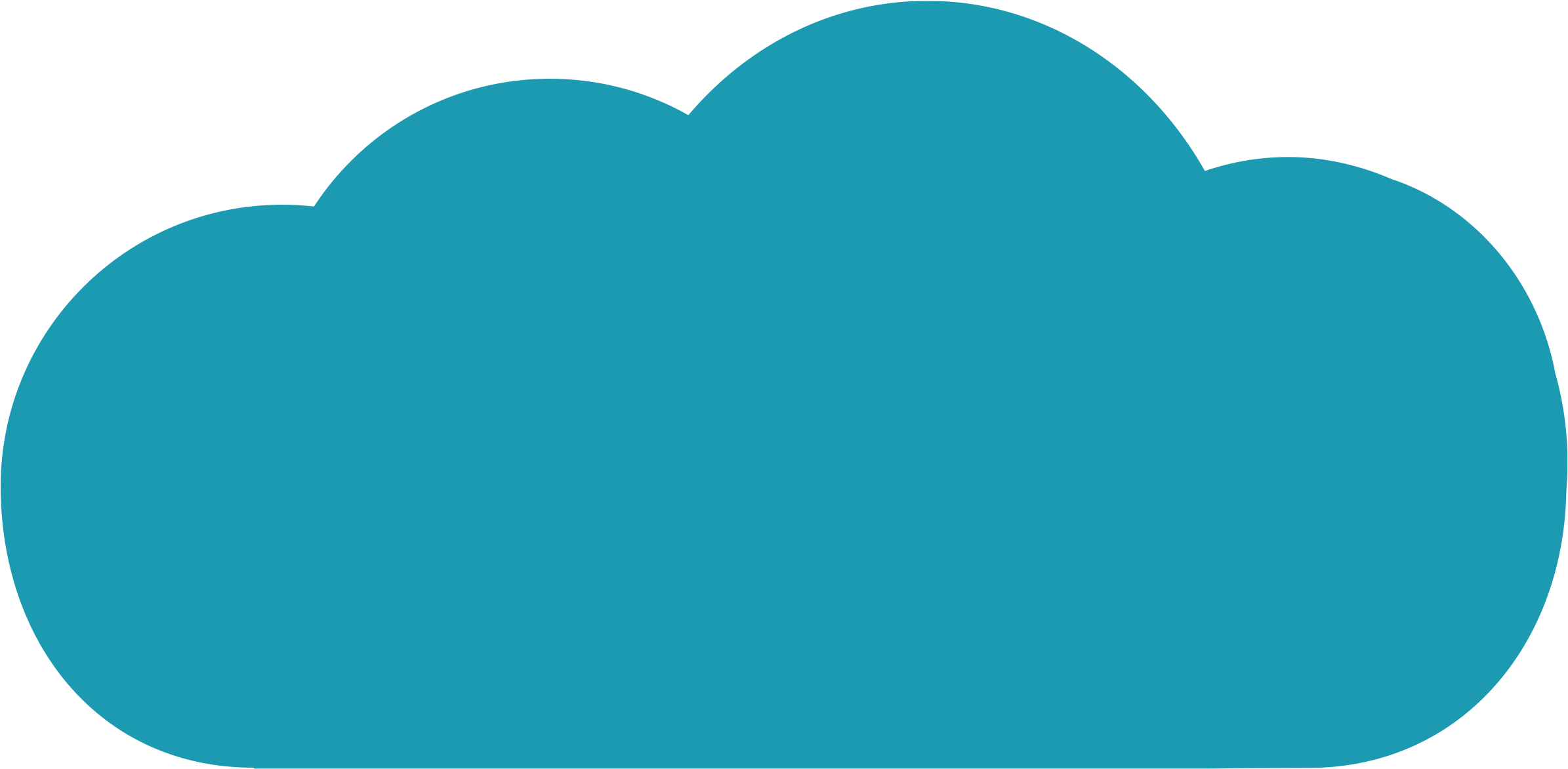 Big Blue Cloud - Heart Clipart (2400x1200), Png Download