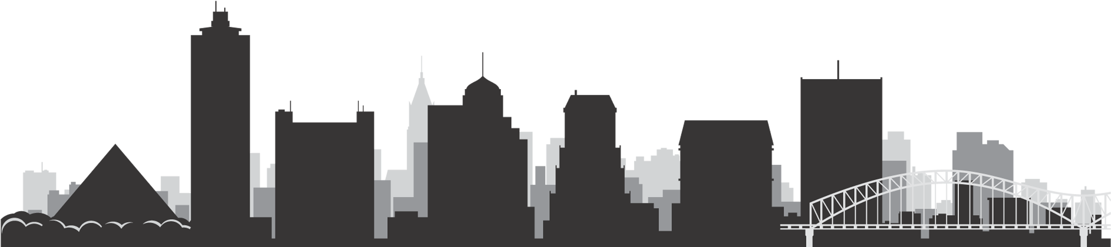Ink Pinterest Tattoo And Tatting - Memphis City Skyline Clipart (2400x579), Png Download