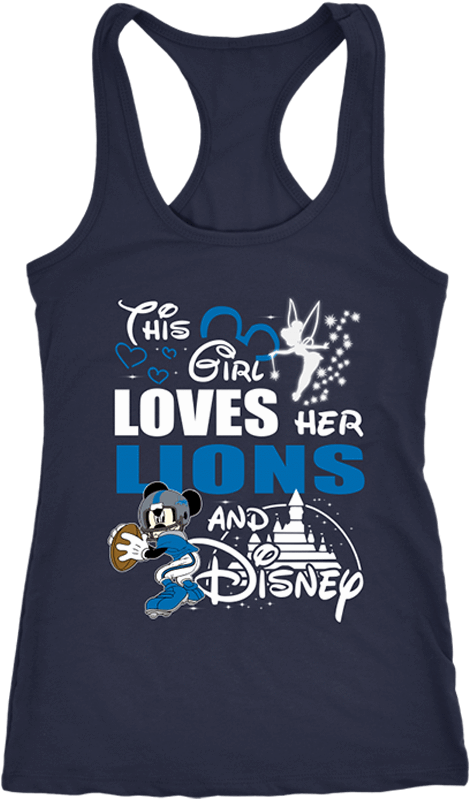 This Girl Loves Her Detroit Lions And Mickey Disney - Shirt Clipart (1000x1000), Png Download