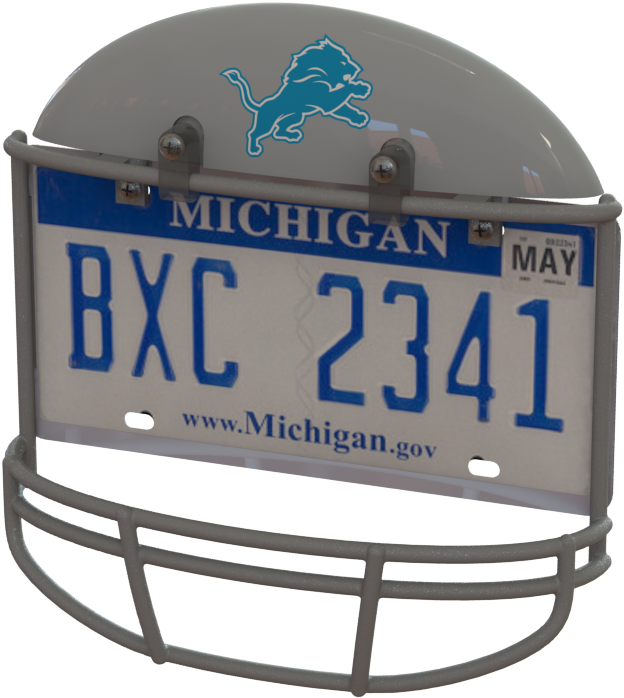 Detroit Lions Helmet Frame - Michigan License Plate Clipart (664x718), Png Download