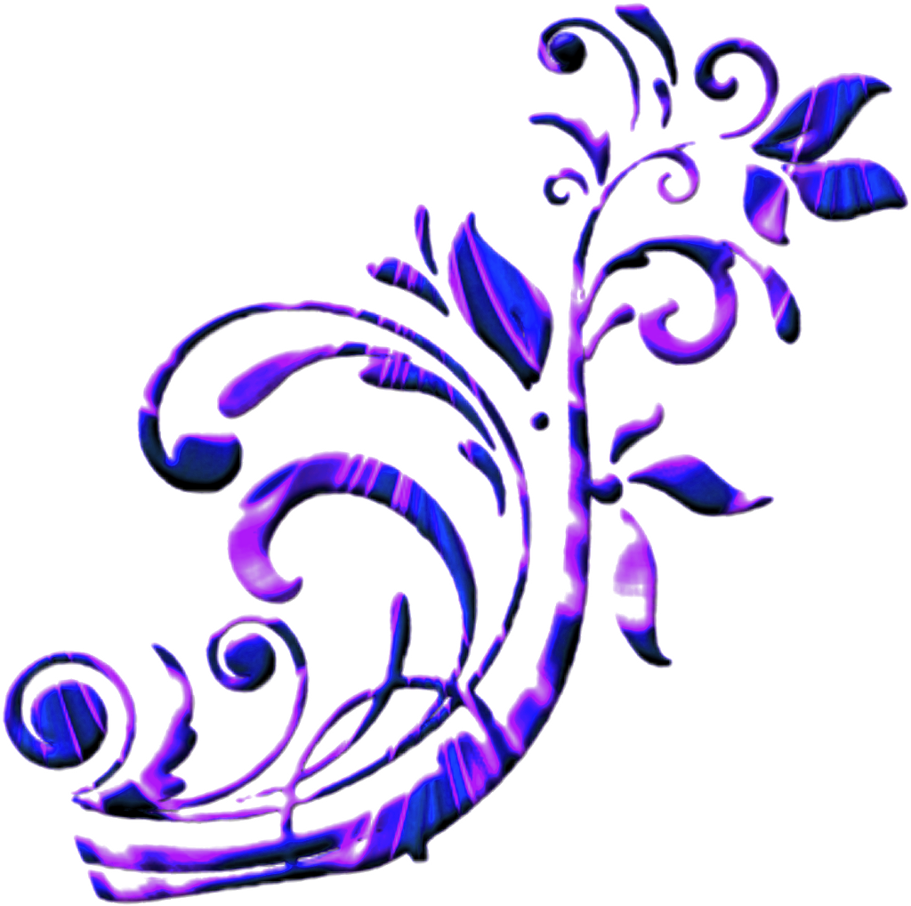 Scroll Purple Blue Swirl Border Frame - Bordes Plateados Png Clipart (1024x1018), Png Download