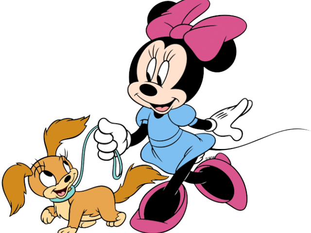 Minnie Mouse Clipart Leopard Print - Minnie Mouse Walking A Dog - Png Download (640x480), Png Download