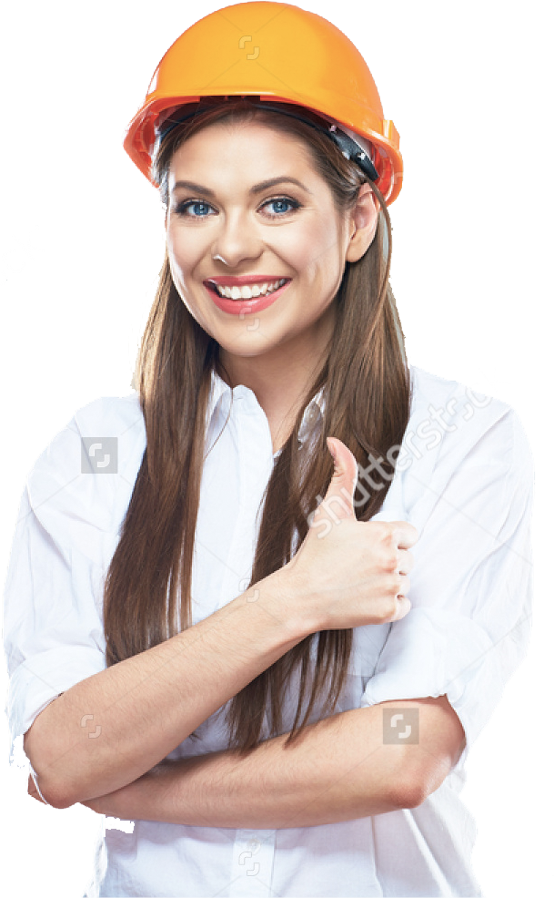 Fem-worker - Hard Hat Clipart (609x986), Png Download