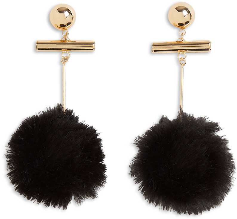 Pom Pom Earrings Black Clipart (794x732), Png Download