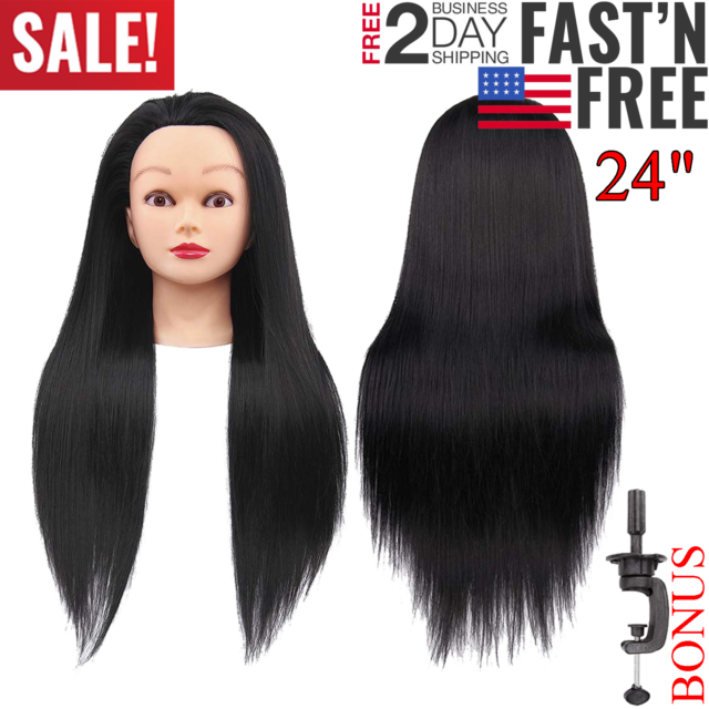 Mannequin Head With Hair Female Cosmetology Manikin - Hairealm 24" Mannequin Head 100% Human Hair Hairdresser Clipart (640x640), Png Download